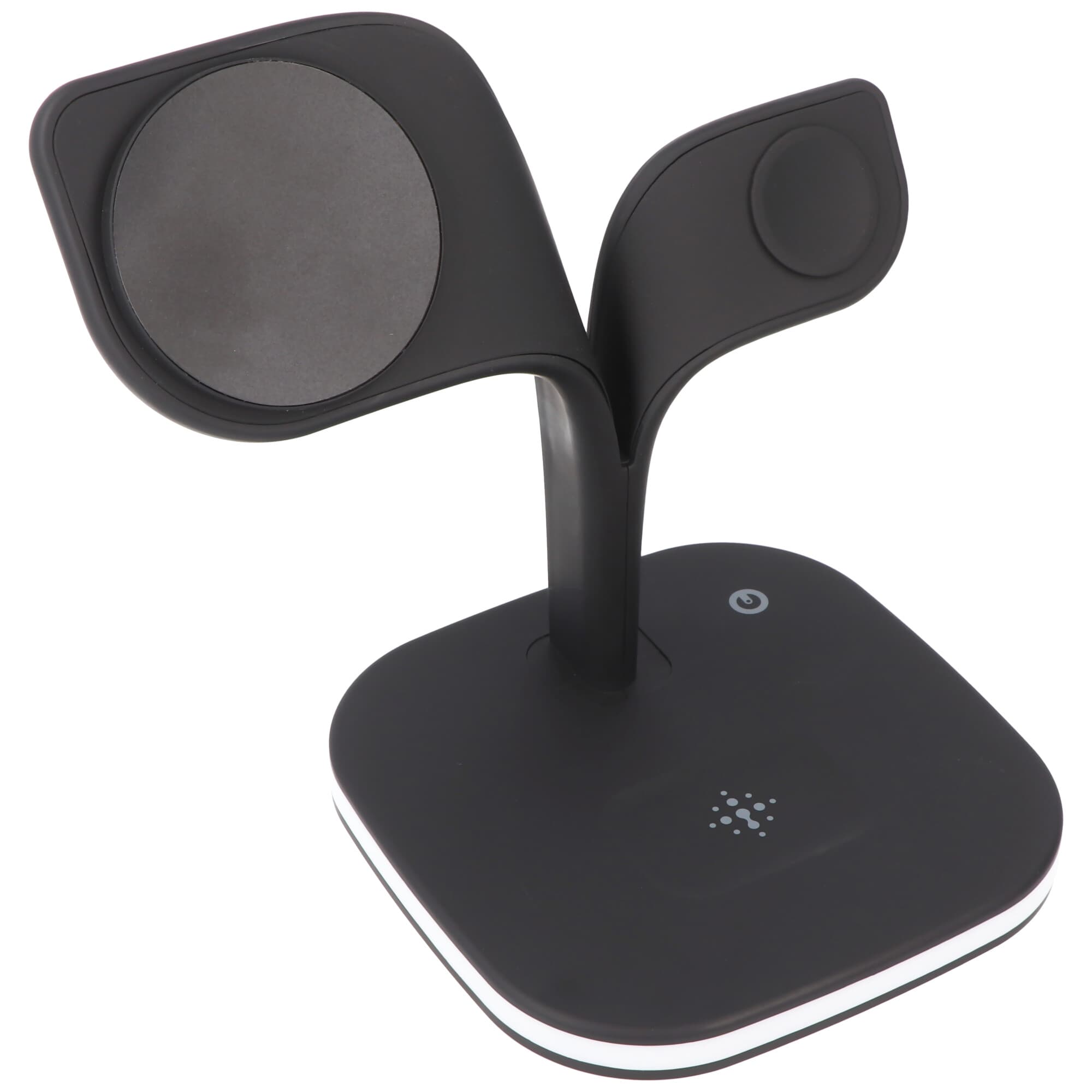 Station de charge sans fil Qi 5en1 noire pour smartwatch smartphone et écouteurs intra-auriculaires