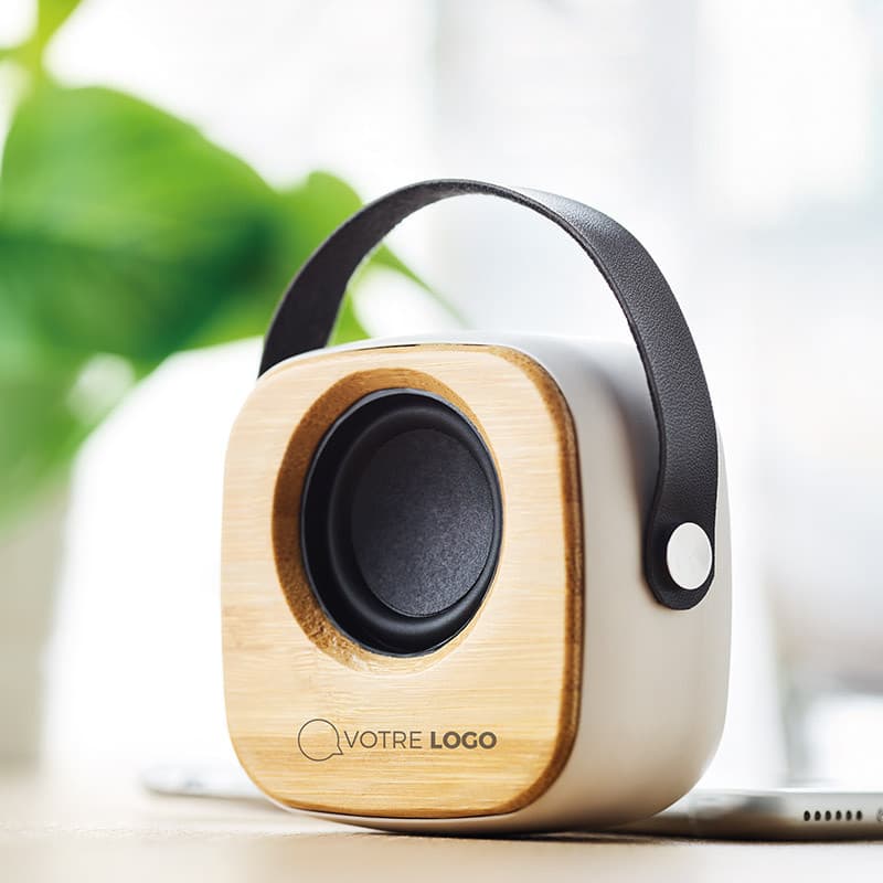 Enceinte sans fil en bambou Ava - Enceintes publicitaires