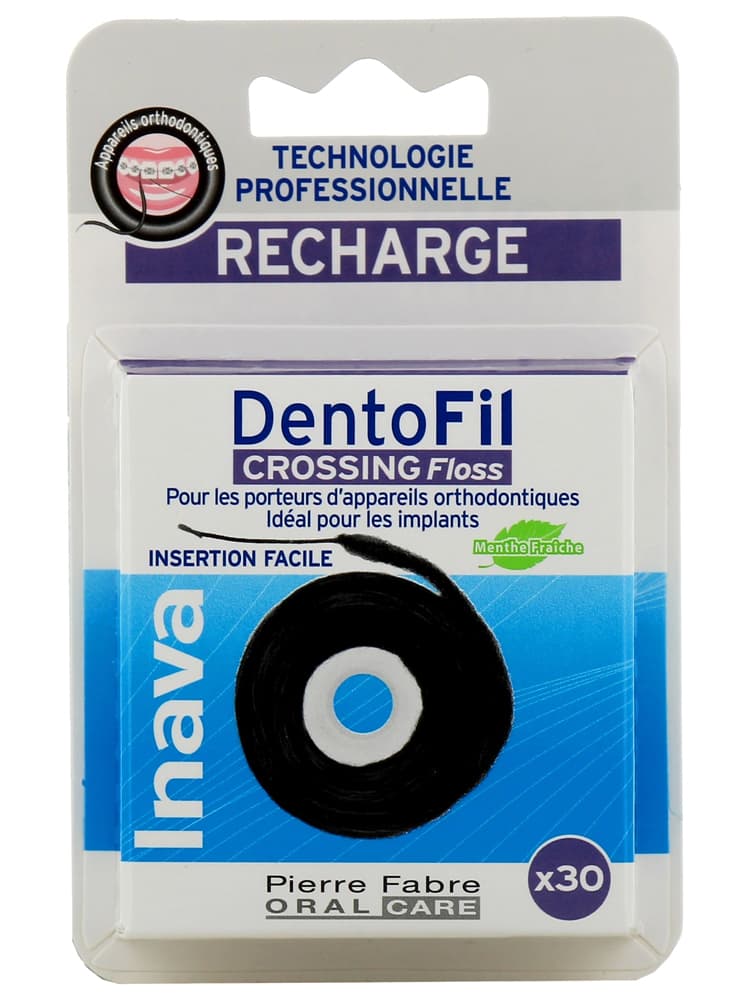 Inava Dentofil Crossing Floss Fil Dentaire Appareils ou Implants Recharge 30 m