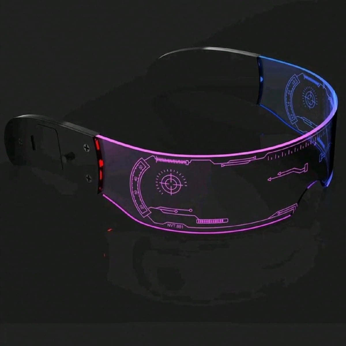 1 pièce de Lunettes de fête lumineuses à LED futuristes pour boîte de nuit, festival de musique, fête à thème sci-fi, double face plein couleur