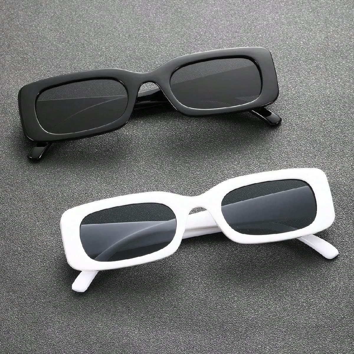 2 pièces Lunettes de soleil futuristes Y2K pour homme, cadre en plastique carré, accessoires pour la photographie de rue, festival de musique en
