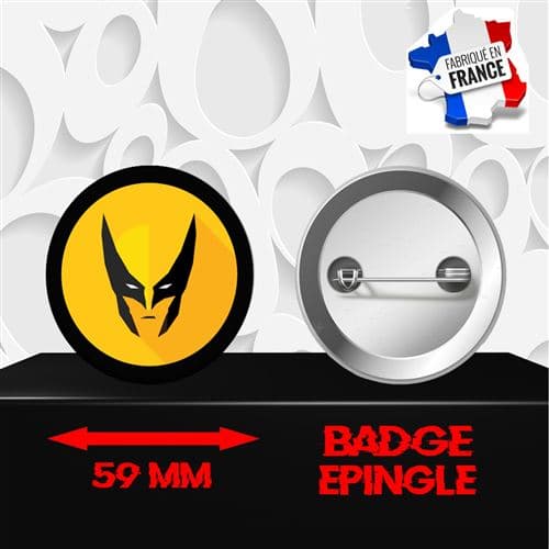 Badge à épingle 59 mm Logo Super Héros Wolverine 0041